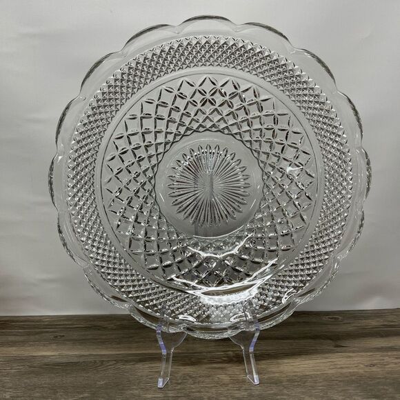 Vintage Anchor Hocking Wexford Clear Glass Scalloped Serving Bowl 12” - Picture 1 of 6